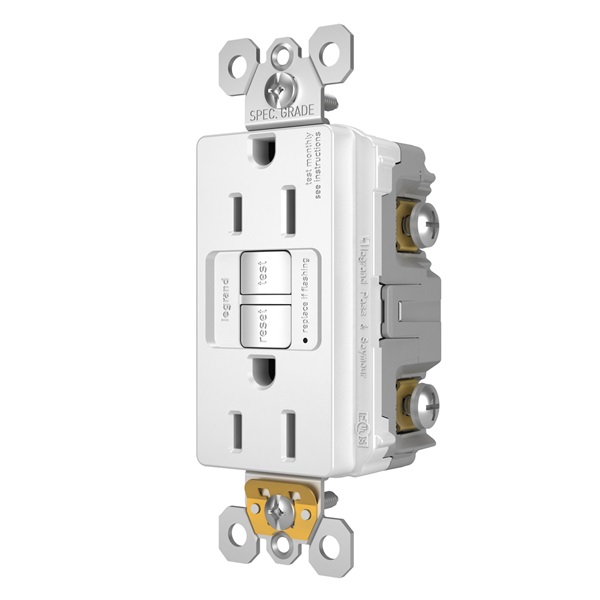 15A, GFCI DUPLEX RECEPTACLE, PLUG, WHITE