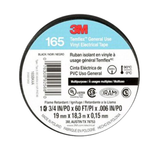 [1610BLK] BLACK 3/4X60' TREMPLEX ELECTRICAL TAPE(1711)